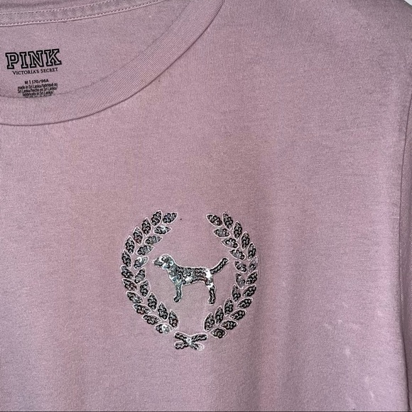 VS PINK Bling Campus Lilac Purple Short Sleeve - Picture 3 of 5